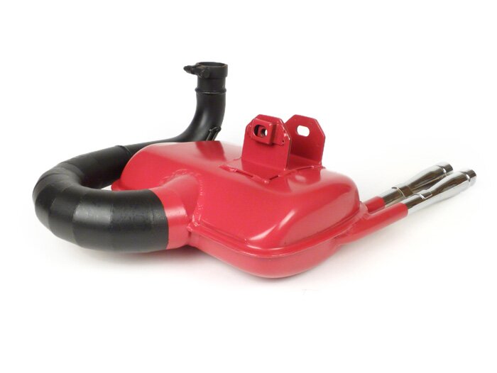 Uitlaat -RR-Box Sport dubbele pijp- Vespa PX80, PX125, PX150 - 166cc, 177cc - Rood