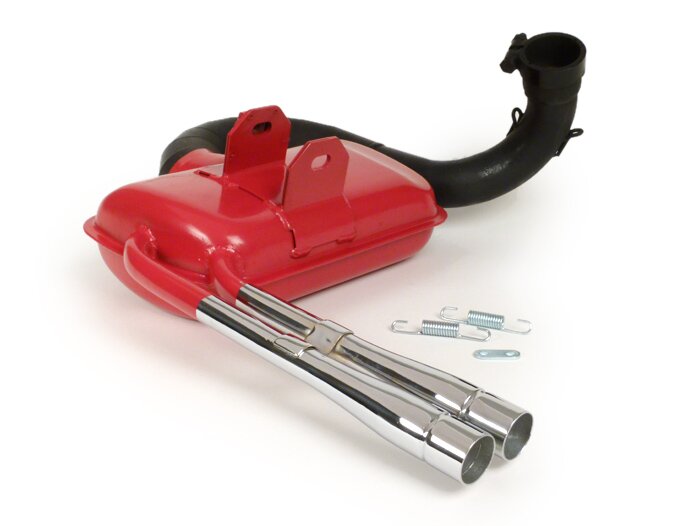 Exhaust -RR-Box sport doppio tubo- Vespa PX200 - red
