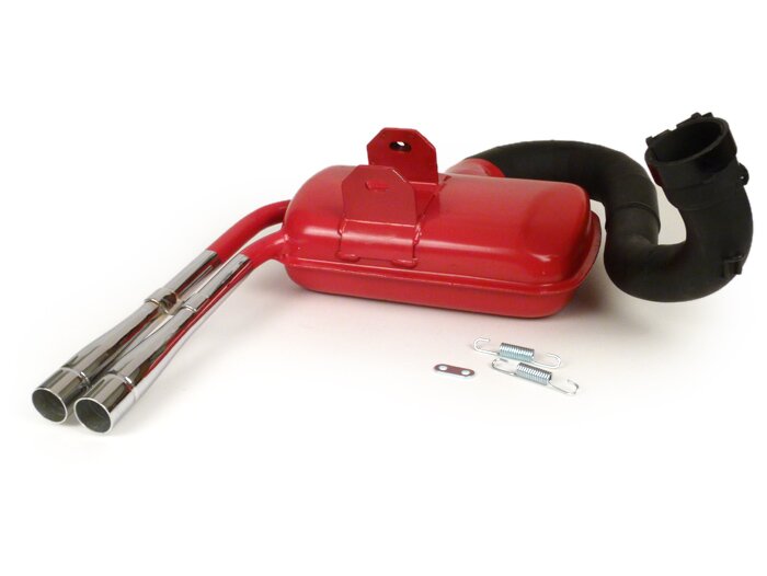 Exhaust -RR-Box sport doppio tubo- Vespa PX200 - red