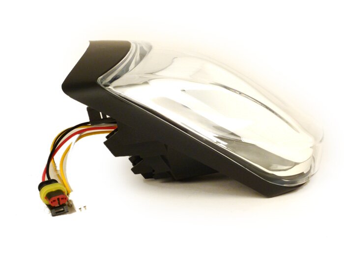 Achterlicht -POWER 1 LED Tube- Vespa Primavera, Sprint - helder glas / mat zwart frame