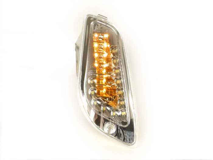 Knipperlichtenset -POWER 1 LED-dagrijlicht (E-markering)- Vespa LX, LXV, S - wit - voor - helder glas