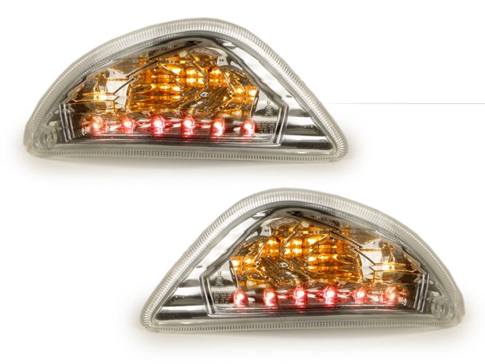 Knipperlichtenset -POWER 1 LED (E-markering)- Vespa LX, LXV, S - wit - achter - helder glas