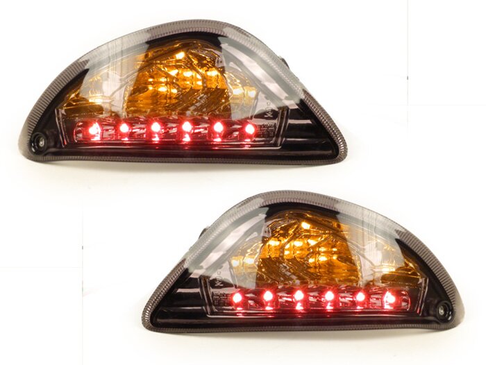 Juego de intermitentes -POWER 1 LED (E-mark)- Vespa LX, LXV, S - ahumado / tintado negro - trasero - cristal transparente