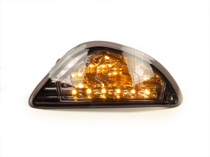 Juego de intermitentes -POWER 1 LED (E-mark)- Vespa LX, LXV, S - ahumado / tintado negro - trasero - cristal transparente