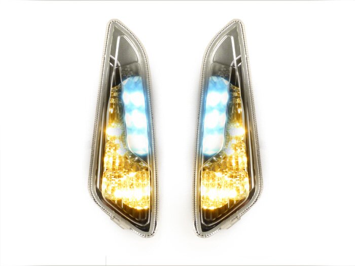 Knipperlichtenset -POWER 1 LED dagrijlicht (E-markering)- Vespa Primavera, Sprint - wit - voor - helder glas