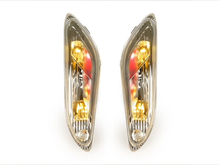 Pair of indicators -POWER 1 LED (E-mark)- Vespa Primavera, Sprint - colourless -rear - smooth lens