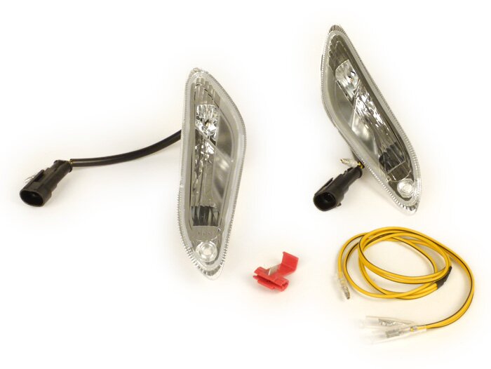 Pair of indicators -POWER 1 LED (E-mark)- Vespa Primavera, Sprint - colourless -rear - smooth lens