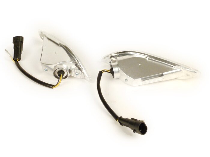 Pair of indicators -POWER 1 LED (E-mark)- Vespa Primavera, Sprint - colourless -rear - smooth lens