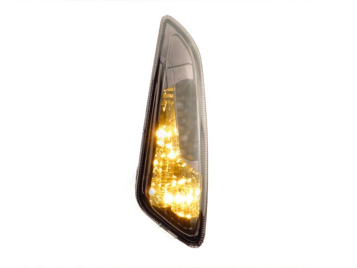 Richtingaanwijzerset -POWER 1 LED dagrijlicht (E-markering)- Vespa Primavera, Sprint - gerookt / zwart getint - voor - helder glas