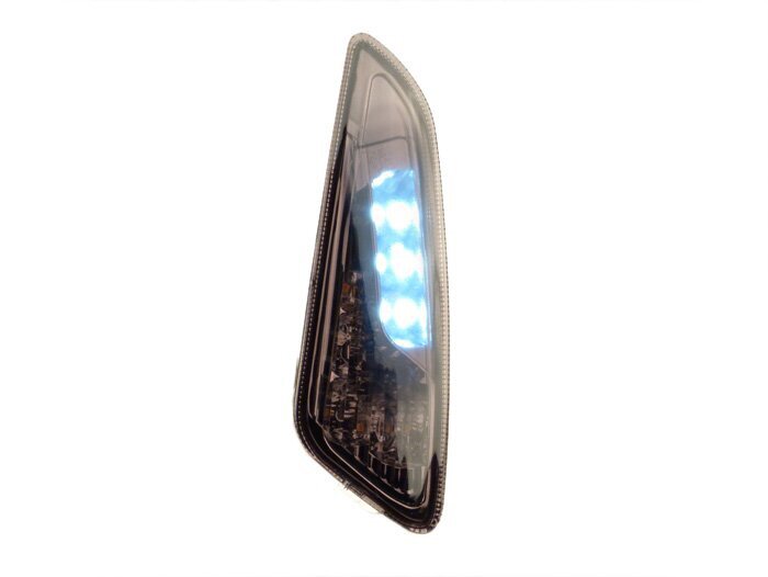 Richtingaanwijzerset -POWER 1 LED dagrijlicht (E-markering)- Vespa Primavera, Sprint - gerookt / zwart getint - voor - helder glas
