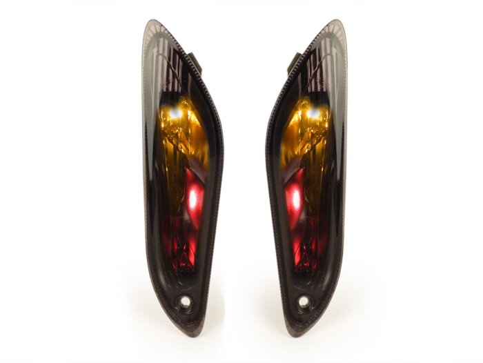 Knipperlichtenset -POWER 1 LED (E-markering)- Vespa Primavera, Sprint - gerookt / zwart getint - achter - helder glas