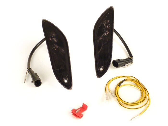 Knipperlichtenset -POWER 1 LED (E-markering)- Vespa Primavera, Sprint - gerookt / zwart getint - achter - helder glas
