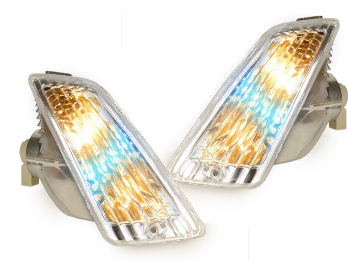 Pair of front indicators -POWER 1 LED standard design (-2014) daytime running light (E-mark)- Vespa GT, GTL, GTV, GTS 125-300 - colourless