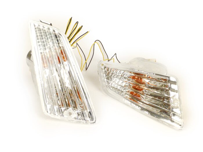 Pair of front indicators -POWER 1 LED standard design (-2014) daytime running light (E-mark)- Vespa GT, GTL, GTV, GTS 125-300 - colourless