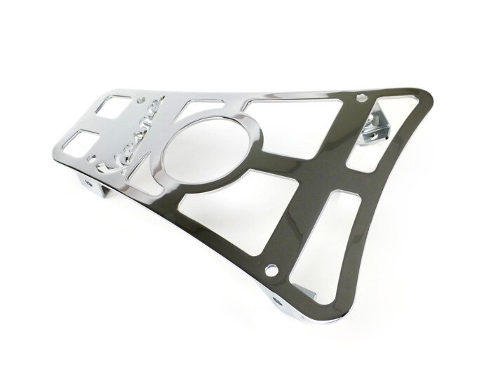 Tempat gelas tipe step-through pembawa bagasi dengan tulisan Vespa -CLASSIC RACKS- Vespa GTS 125-300, GTV, GTL, GT - tampilkan krom