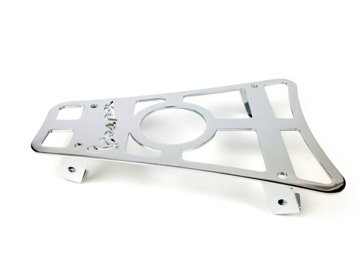 Tempat gelas tipe step-through pembawa bagasi dengan tulisan Vespa -CLASSIC RACKS- Vespa GTS 125-300, GTV, GTL, GT - tampilkan krom