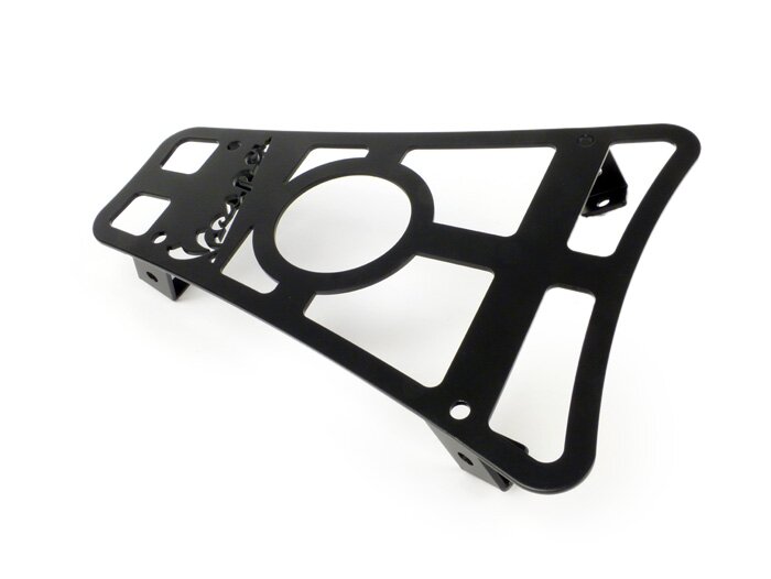 Bagagedrager step-through type bekerhouder met Vespa opschrift -CLASSIC RACKS- Vespa GTS 125-300, GTV, GTL, GT - zwart mat