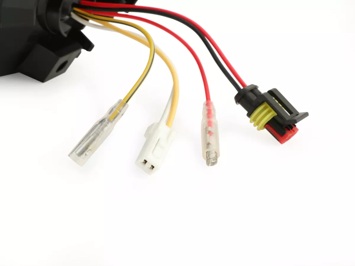 Fanale posteriore -POWER 1 LED Tube- Vespa Primavera, Sprint - vetro trasparente / cornice nera lucida