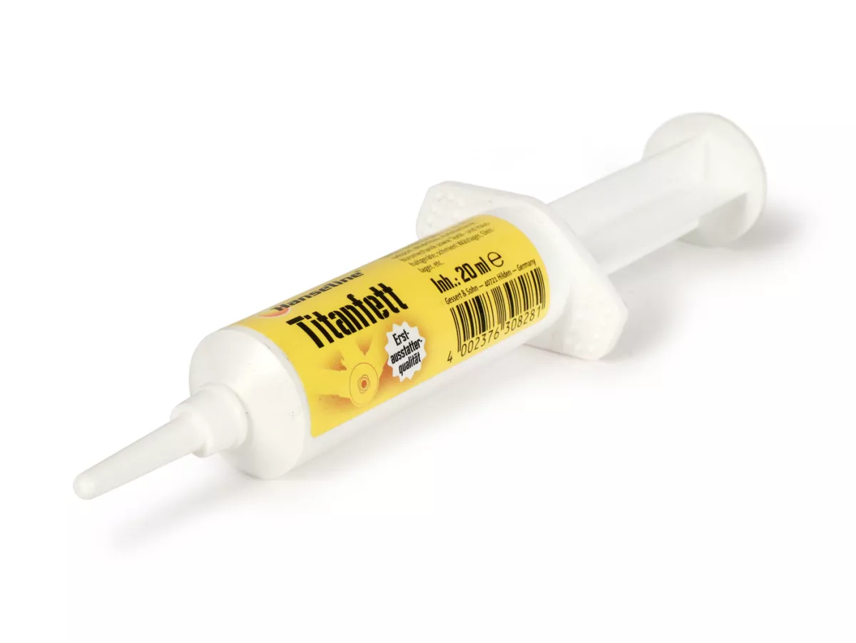 Grasso al titanio -HANSELINE- grasso per biciclette, grasso per cavi Bowden, siringa da 20 ml