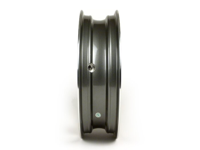 Velg -PIAGGIO GTS300 70 jaar - donkergrijs, zilveren velg, (3.00x12) - 5 spaken - past op Vespa GTS, HPE 125/300cc - achter (2017-, ABS-tint wiel vastgeschroefd op velg)