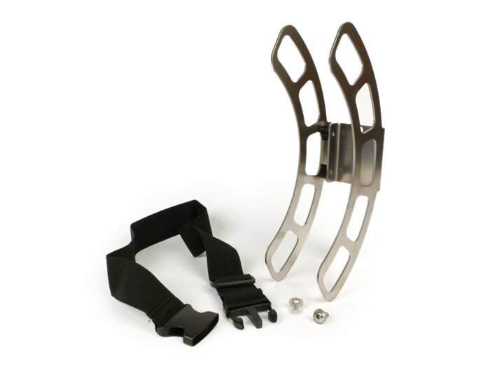 Spare wheel carrier behind legshield -MRP, 8, 9, 10 Felge- Vespa 50-150 ccm Smallframe/Largeframe, V50, 50N, PV125, ET3, Super, GL, T4, Sprint, GT, GTR, GS150 / GS3 (VS1T bis VS5T) - stainless
