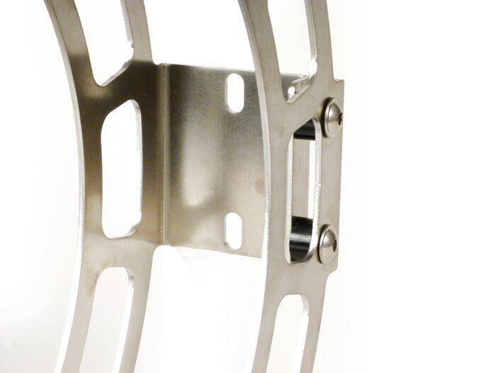 Spare wheel carrier behind legshield -MRP, 8, 9, 10 Felge- Vespa 50-150 ccm Smallframe/Largeframe, V50, 50N, PV125, ET3, Super, GL, T4, Sprint, GT, GTR, GS150 / GS3 (VS1T bis VS5T) - stainless