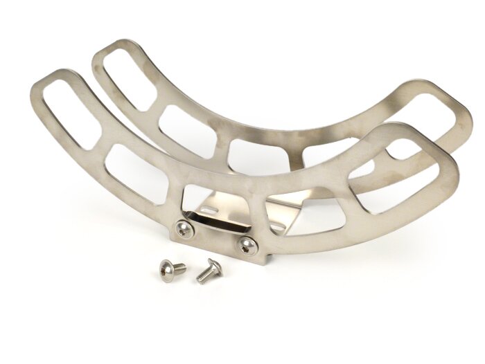 Spare wheel carrier behind legshield -MRP, 8, 9, 10 Felge- Vespa 50-150 ccm Smallframe/Largeframe, V50, 50N, PV125, ET3, Super, GL, T4, Sprint, GT, GTR, GS150 / GS3 (VS1T bis VS5T) - stainless