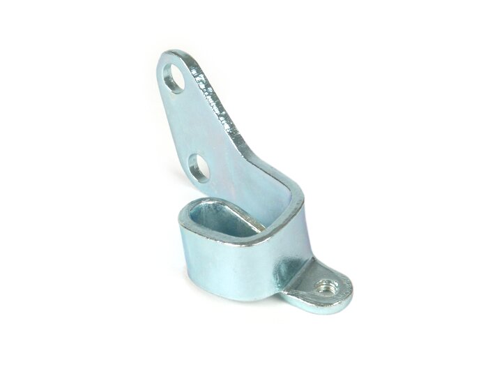 Platine de guidage de câble de frein/d’embrayage au moteur -PREMIUM- Vespa V50 (VMA4M), PV125, ET3, SS50, SS90 - série 2 (long levier interne embrayage)