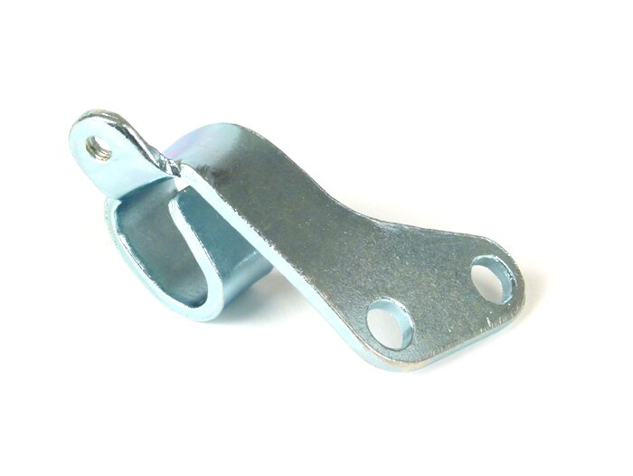 Platine de guidage de câble de frein/d’embrayage au moteur -PREMIUM- Vespa V50 (VMA4M), PV125, ET3, SS50, SS90 - série 2 (long levier interne embrayage)