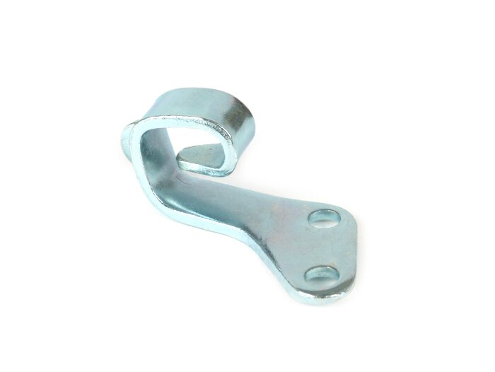 Platine de guidage de câble de frein/d’embrayage au moteur -PREMIUM- Vespa V50 (VMA4M), PV125, ET3, SS50, SS90 - série 2 (long levier interne embrayage)