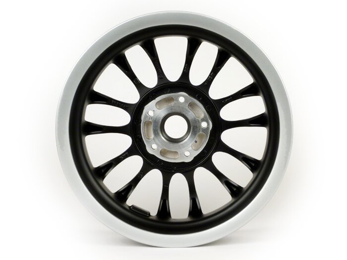 Wheel rim, front -PIAGGIO 3.00-12 inch - 14 spokes- Vespa Sprint 50-150cc -  matt black/silver rim