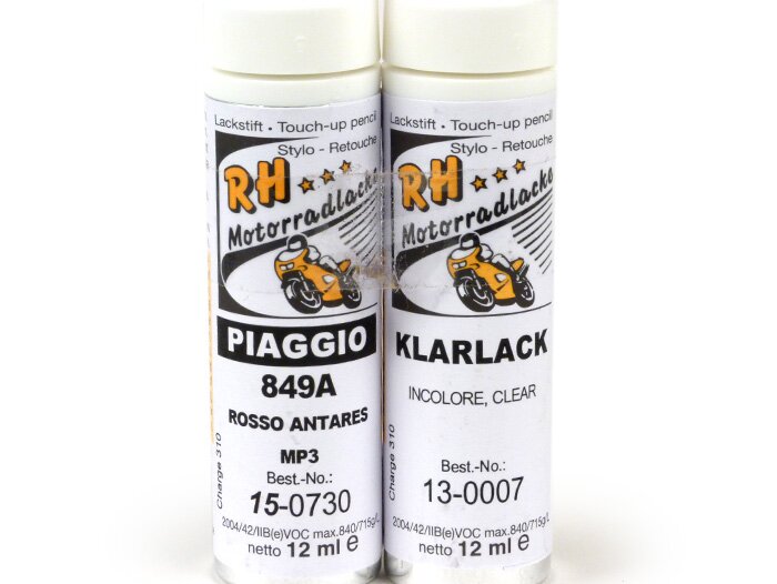 Barra de retoque -RH LACKE- Piaggio 849/A Rojo (rosso antares), 2 x 12ml
