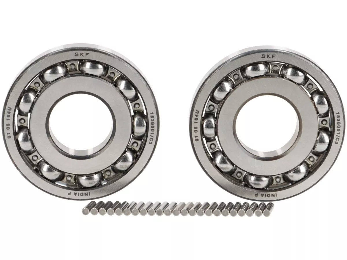 Set cuscinetti a sfera motore -SCOOTER CENTER- Vespa Wideframe VN2 (VN2T 100075-), VL3, VB1, T2 (VD1T), T3 (VD2T), GL150 (VGL1T), GL150 (DK, VGLA1T), Hoffmann C, Hoffmann M24 (Queen)