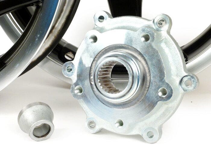 Wielset incl. ombouwset -PIAGGIO 3.00-13 inch (5 spaken)- type Piaggio MP3 Sport- geschikt voor Vespa GT, GTL, GTS 125-300, GTV - zwart
