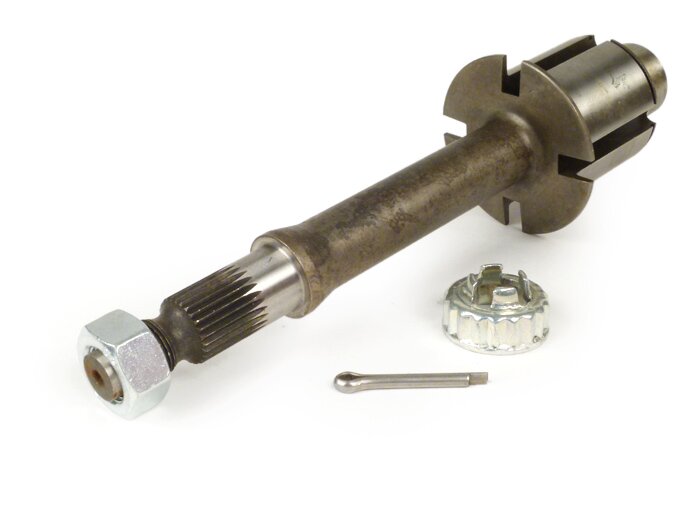 Arbre sortie -QUALITÉ OEM, M16- Vespa VNA, VNB, VBB, VBA1T, 150GL (VLA1T), 150 T4 (VGLA, VGLB), Sprint150 (VLB1T, -073899), GT125 (VNL2T, -60899), Super 125 (VNC1T, -024899), Super 150 (VBC1T, -70199)
