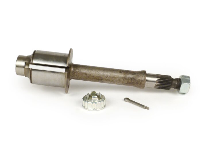 Arbre sortie -QUALITÉ OEM, M16- Vespa VNA, VNB, VBB, VBA1T, 150GL (VLA1T), 150 T4 (VGLA, VGLB), Sprint150 (VLB1T, -073899), GT125 (VNL2T, -60899), Super 125 (VNC1T, -024899), Super 150 (VBC1T, -70199)