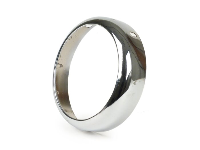 Cincin trim lampu depan -KUALITAS OEM, Ø = 115/120mm (kaca/luar) - Vespa GS150 (D), Touring 2-4 (D) - Chrome (Hella/Scharlach)