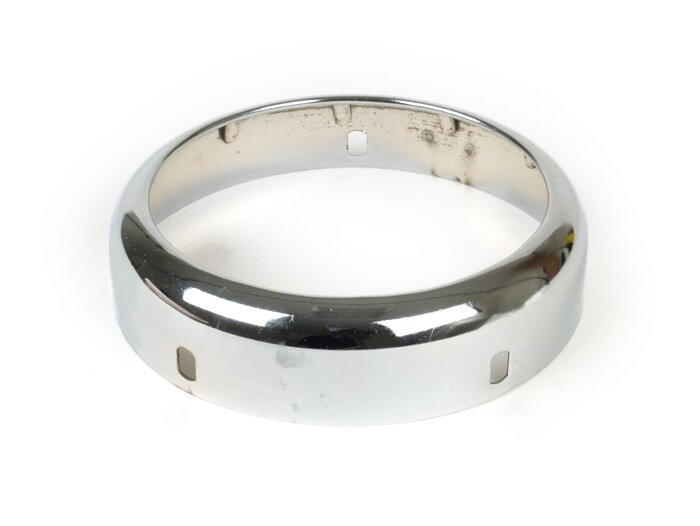 Cincin trim lampu depan -KUALITAS OEM, Ø = 115/120mm (kaca/luar) - Vespa GS150 (D), Touring 2-4 (D) - Chrome (Hella/Scharlach)