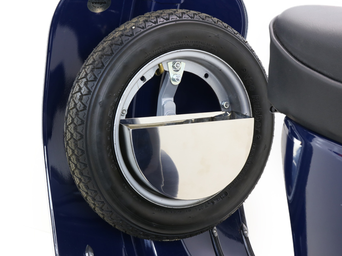 Bagagebox voor reservewiel in opstap -SPAQ Reservewielbox- Vespa Smallframe, Largeframe 10inch - roestvrij staal