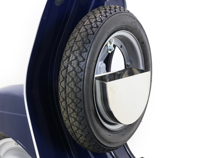 Bagagebox voor reservewiel in opstap -SPAQ Reservewielbox- Vespa Smallframe, Largeframe 10inch - roestvrij staal