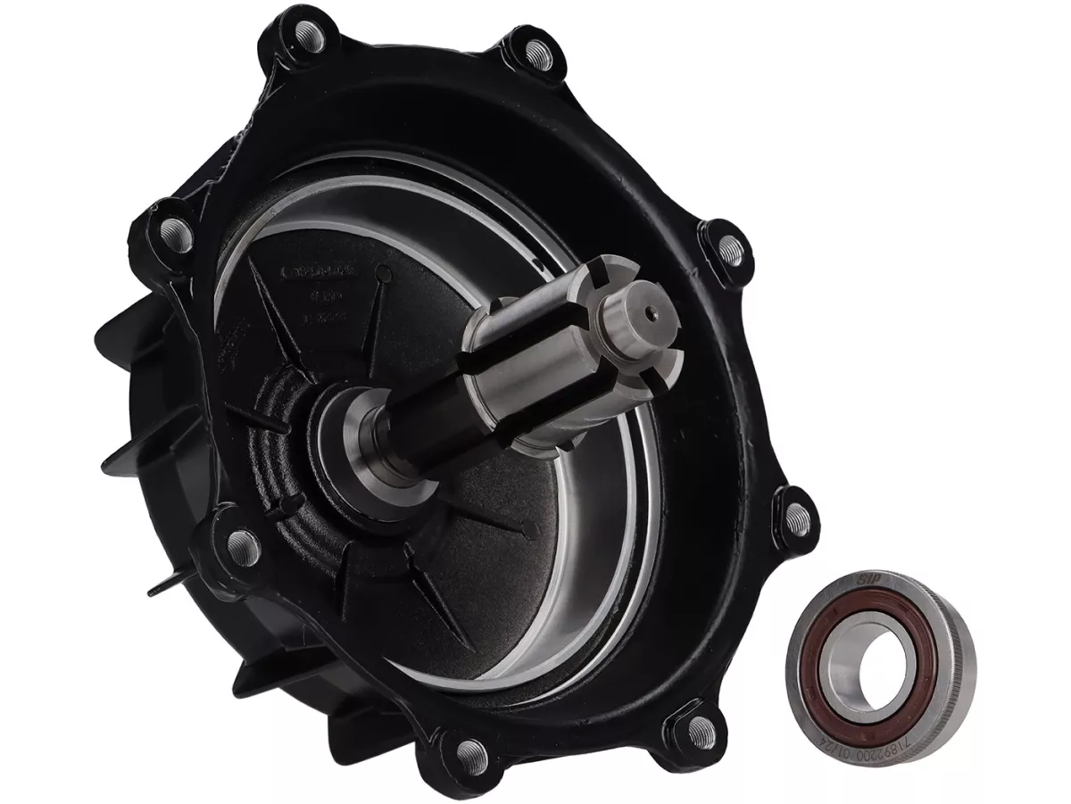 Tromol rem belakang termasuk poros dan bantalan utama -CASA PERFORMANCE Octopus Multispline - Lambretta LI (Seri 3), LIS, SX, TV (Seri 3), DL, GP - Dicat perak