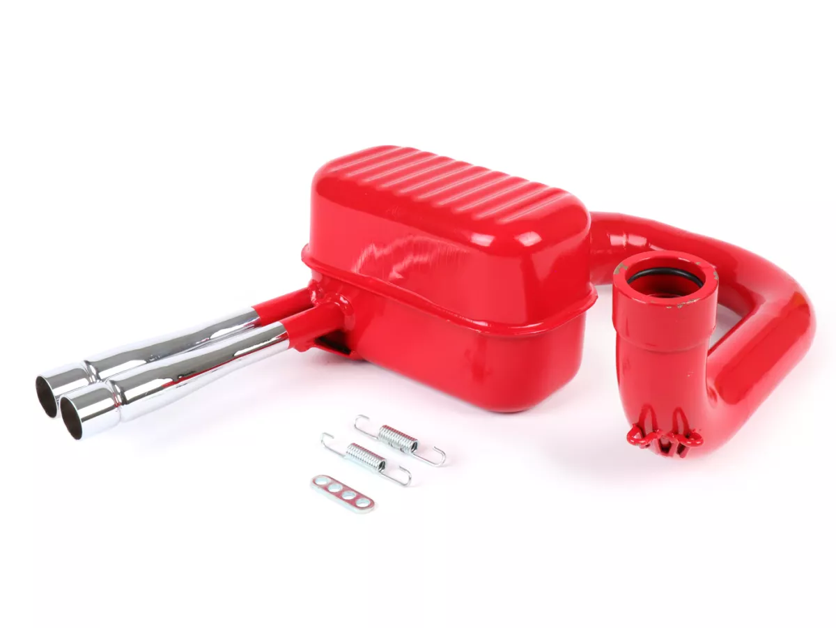 Uitlaat -RR-Box Road Racing, Rossa- Vespa Wideframe (lamp onderaan) VM, VN, VL1T, VB1T, VGL1T - rood