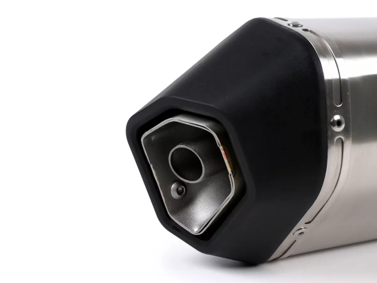 Knalpot -REMUS (dengan konverter katalitik) Ø = 65mm- Vespa Vespa Primavera 125-150ie 3V iGet (2016-, Euro 4), Vespa Sprint 125-150ie 3V iGet (2016-, Euro 4) - Baja tahan karat perak