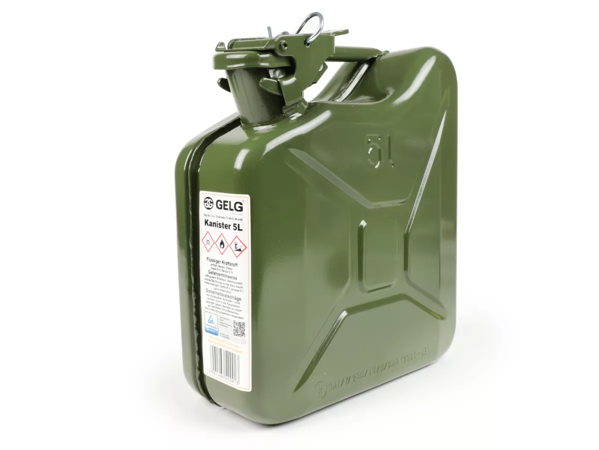 Opklapbaar bagagerek vooraan -FA ITALIA, zwart, inclusief 5 liter benzinekan - Vespa Smallframe V50, 50S/N/L/R, 50SR, PV, ET3, PK S, PK XL, Largeframe PX, T5, Sprint, Rally, GS160, SS180, TS, GT, GTR, VNA, VNB, VBA, VBB, Super, Wideframe V1-V33, VB, VB.
