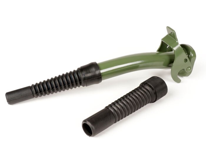 Tankvulopening - schenktuit - uitlaatpijp -OEM KWALITEIT, metaal Ø=30mm- incl. twee rubber adapters L=150mm voor diesel (Ø20mm) + benzine (Ø25mm) - geschikt voor FA ITALIA benzineblikken