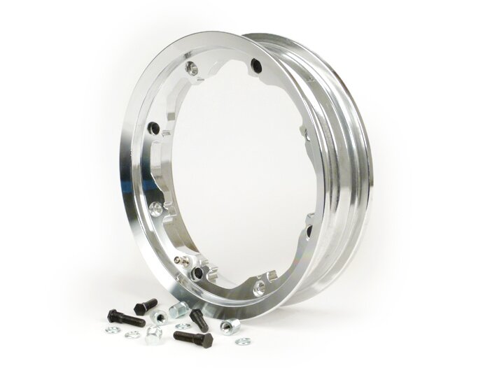 Llanta -FA ITALIA, tubeless, Octopus, 2.10-10 pulgadas aluminio- Lambretta LI series 1-3, LI S, SX, TV series 2-3 - aluminio pulido