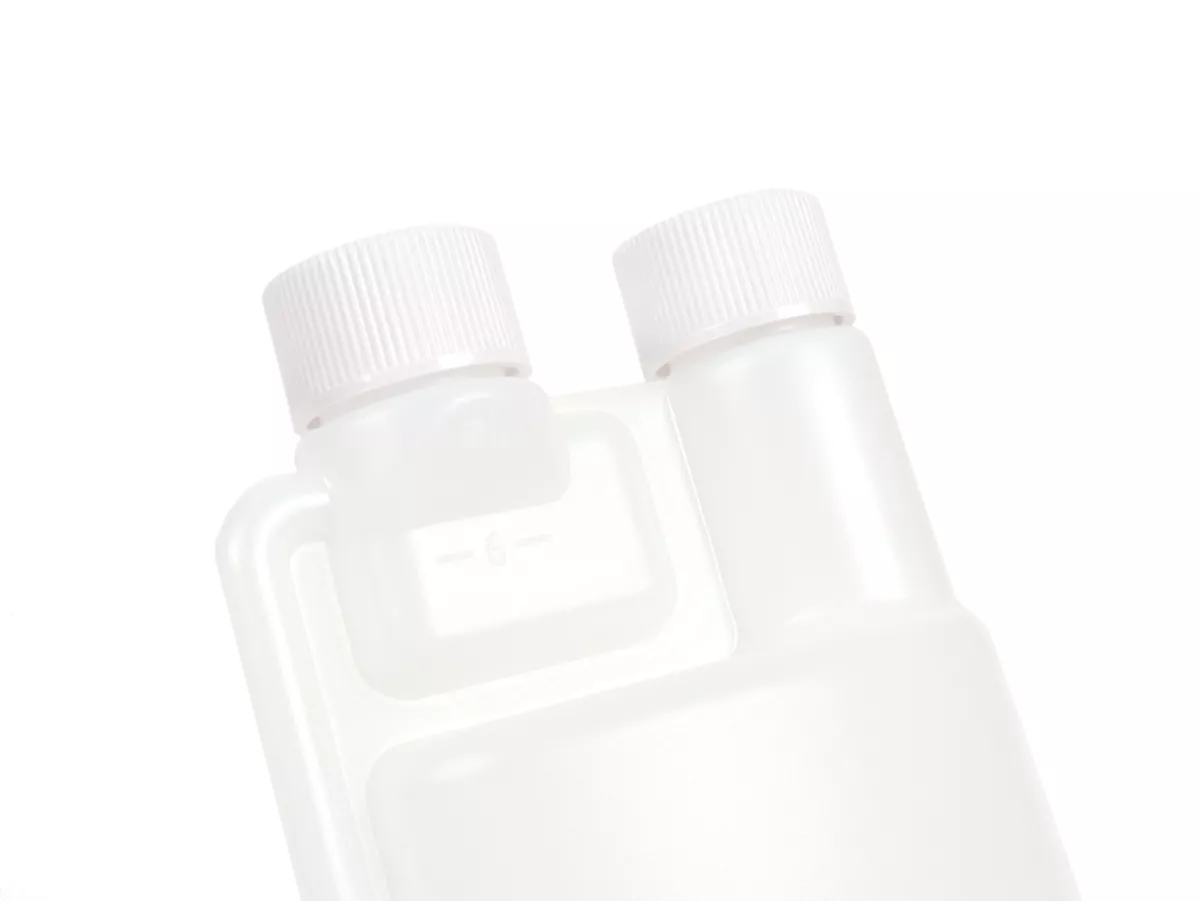Olie maatbeker - doseerfles -BGM PRO 250ml- met doseerkamer (10ml) en twee doppen