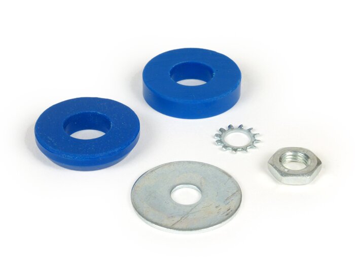 Set karet senyap peredam kejut depan bagian atas -CLAUSS STUDIOS- Vespa PX80, PX125, PX150, PX200, T5 125cc, Cosa, GT, GTS, GTL, GTV, LX, LT, LXV, Primavera, Sprint, ET2, ET4, Zip SP, Hexagon, MP3, Kuarsa, SKR, Gilera Fuoco