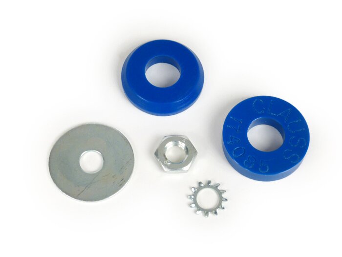 Set karet senyap peredam kejut depan bagian atas -CLAUSS STUDIOS- Vespa PX80, PX125, PX150, PX200, T5 125cc, Cosa, GT, GTS, GTL, GTV, LX, LT, LXV, Primavera, Sprint, ET2, ET4, Zip SP, Hexagon, MP3, Kuarsa, SKR, Gilera Fuoco