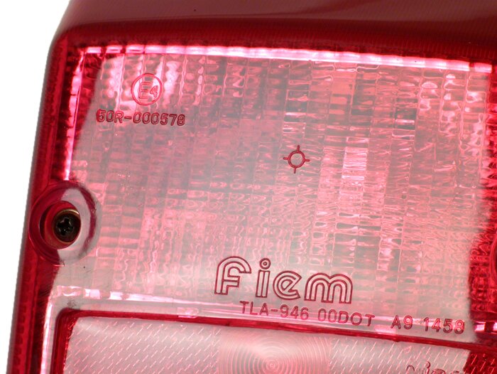 Fanale posteriore -FIEM- LML Star (utilizzabile su Vespa PX Lusso) - senza lampadina (con marchio E)